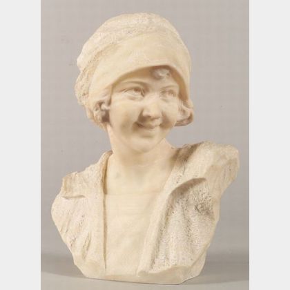 Italian Alabaster Bust of a Girl