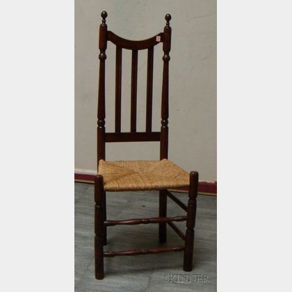 Maple Bannister-back Side Chair with Woven Rush Seat. 