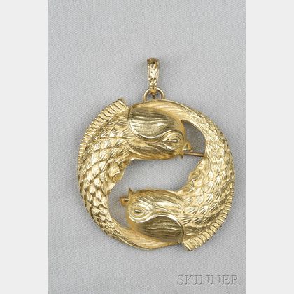 18kt Gold Zodiac Pendant/Brooch, David Webb
