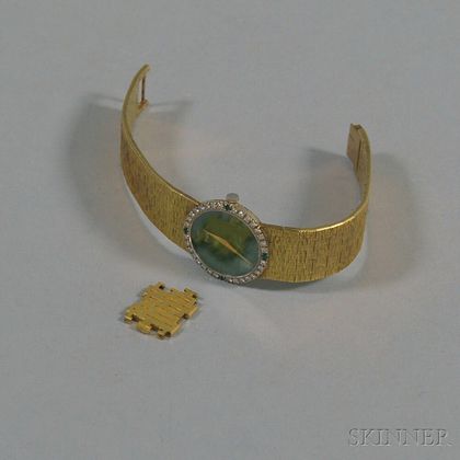 Lady's Piaget 18kt Gold, Jade, Emerald, and Diamond Bracelet Wristwatch
