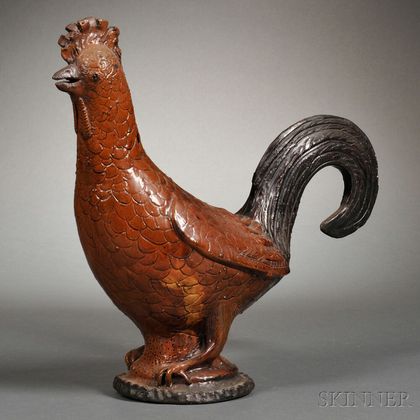 Redware Rooster Figure