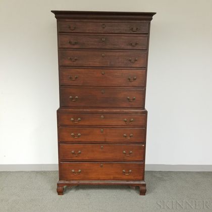 Chippendale Stained Poplar Chest-on-chest