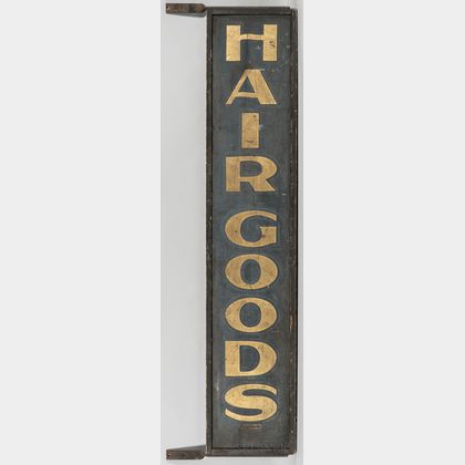 Black-painted and Gilt-lettered "HAIR GOODS" Trade Sign