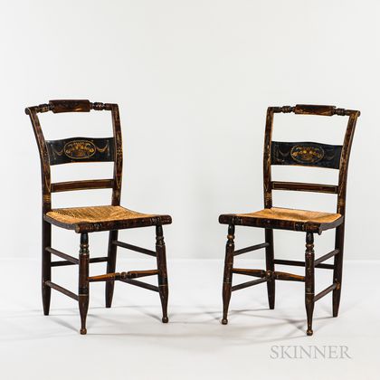 Pair of Sheraton Fancy Painted Side Chairs