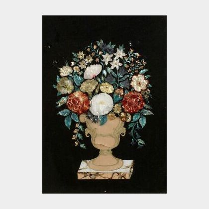 American School, Late 19th Century Tinsel Picture of a Flower Arrangement