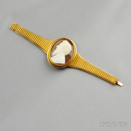 Antique Gold and Shell Cameo Bracelet, Carlo Giuliano