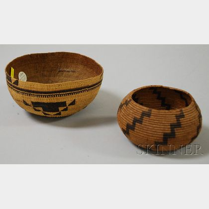 Two Native American Decorated Baskets