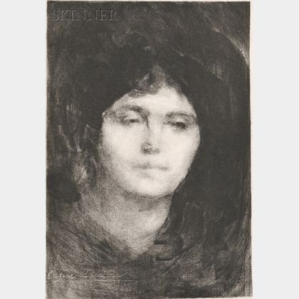 Eugène Carrière (French, 1849-1906) Two Portrait Heads of Women: Rêverie (2e planche)
