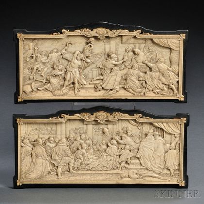 Pair of Carved Ivory Plaques