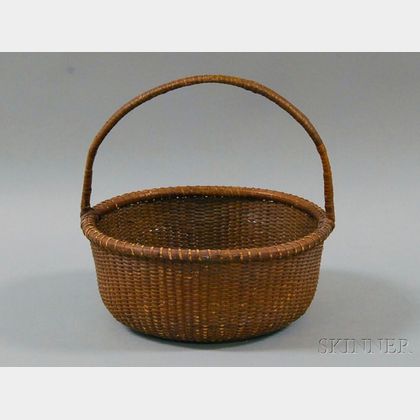 Nantucket-type Woven Splint Handled Basket