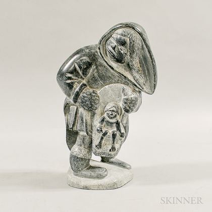 Large Soapstone Carving of a Mother and Child