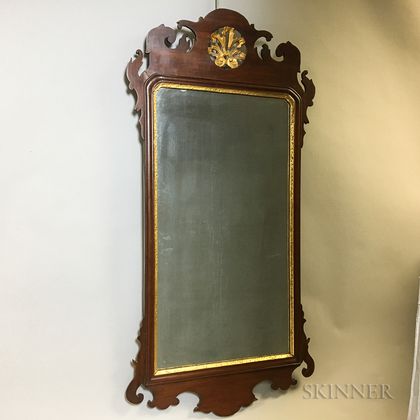 Chippendale Parcel-gilt Mahogany Scroll-frame Mirror