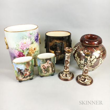 Seven Limoges Hand-painted Porcelain Items