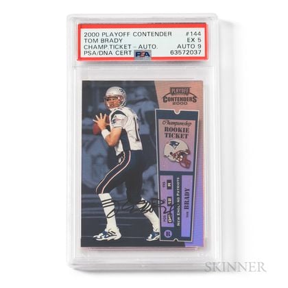 2000 Playoff Contenders Tom Brady Championship Autograph Rookie Ticket Card #144, #39 of 100