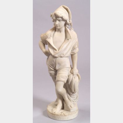 Italian Marble Figure of a Fisherboy, Pescatore