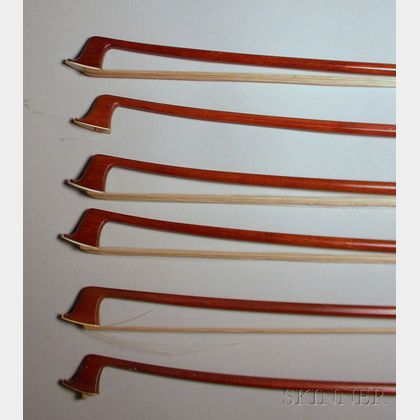 Six Contemporary Nickel-mounted Violin Bows