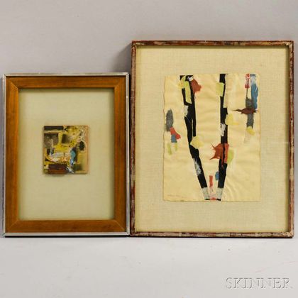 Two Framed Collages: Lewin Alcopley (American, 1910-1992),Abstract Collage