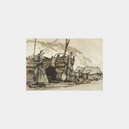 Samuel V. Chamberlain (American, 1895-1975) Lot of Two Etchings: Sailors Home From the Sea
