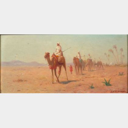 Lemuel D. Eldred (American, 1848-1921) The Desert Caravan Sets Out