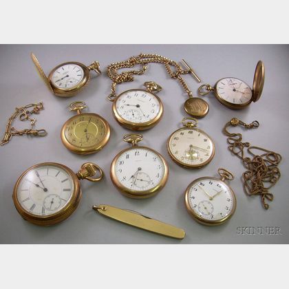 Assorted Gold and Gold-filled Pocket Watches and Accessories