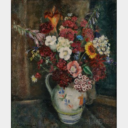 Helen Alton Farnsworth Sawyer (American, 1900-1999) Bouquet in the Quimper Jug