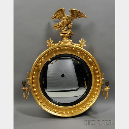 Carved Classical Gilt-gesso Girandole Mirror