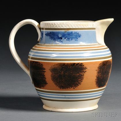 Seaweed-decorated Mochaware Pitcher