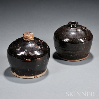 Pair of Brown-glazed Pottery Soy Sauce Jars
