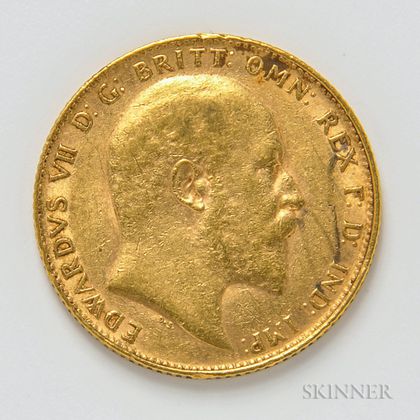 1909 British Gold Sovereign. Estimate $300-400