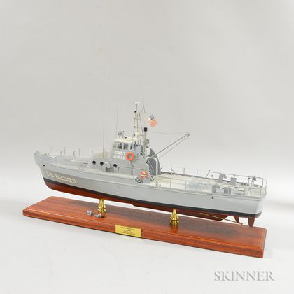 Carved and Painted Wood Coast Guard Ship Model of the USCGC Point Grace 