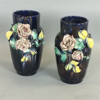Pair of Odell & Booth Brothers Glazed Pottery Vases