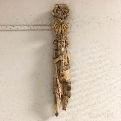 Carved Oak Figure of Musician