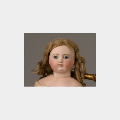 Early Huret Bisque Lady Doll with Painted Eyes
