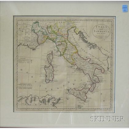 Framed Map of Italy and Sardinia