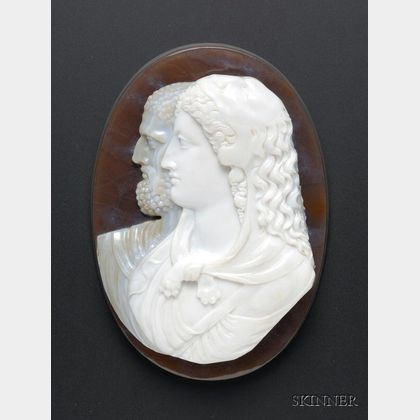 Fine Large Carved Banded Agate Cameo
