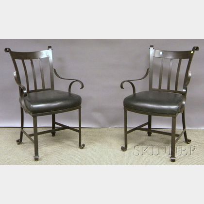 Pair of Modern Wrought Iron Armchairs