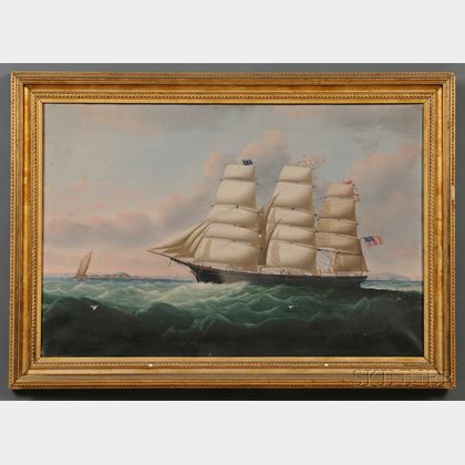 Attributed to William Howard Yorke (American, 1847-1921) Portrait of the American Clipper Ship HELEN CLINTON Captain Stephen C. Spra gu