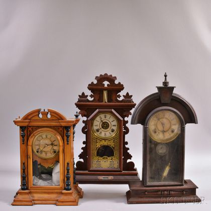Three Victorian Mantel Clocks. Estimate $200-250
