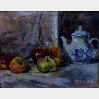 Attributed to Theresa Bernstein (American, 1891/95-2002) Still Life with Apples and Teapot