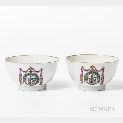 Pair of Armorial Export Porcelain Tea Bowls