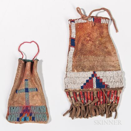 Two Northern Plains Beaded Hide Paint Bags