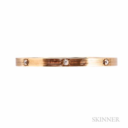 Art Nouveau 14kt Gold and Diamond Bangle Bracelet, Sloan & Co.