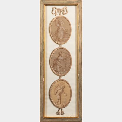 French School, 18th Century Style Pair of Trompe l'Oeil Three-drop Panels