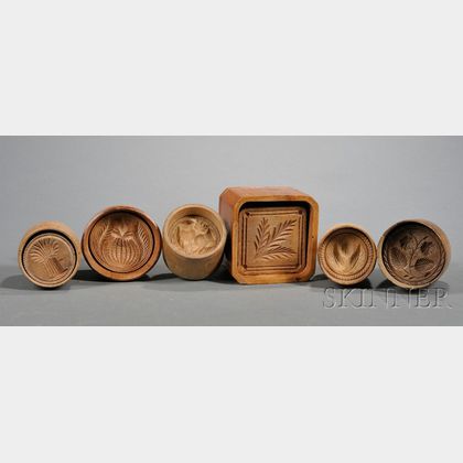 Six Two-Part Wooden Butter Molds
