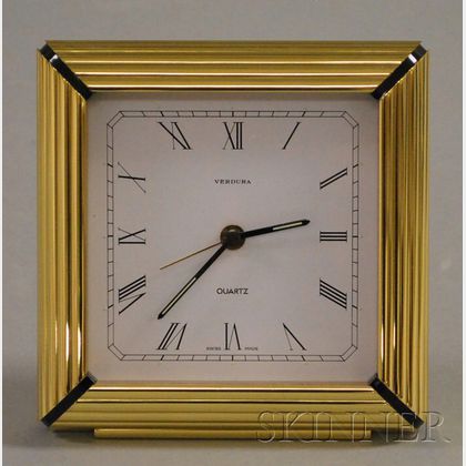 Verdura Brass Quartz Table Clock