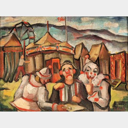 Hazel Finck (American, 1894-1977) Three Clowns