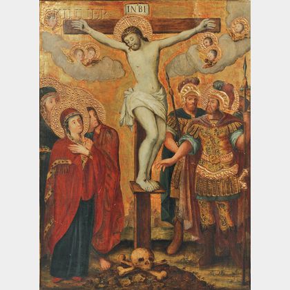 Polish School, 18th/19th Century Altarpiece Depicting the Crucifixion