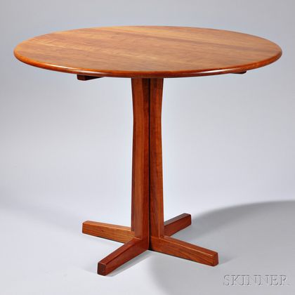 Charles Webb Cherry Table, late 20th century, circular top on a four-part post continuing to feet, dia. 36 in. 