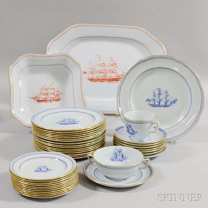 Large Group of Copeland Spode "Trade Winds Blue" Porcelain Tableware. Estimate $200-250