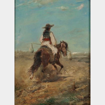 Adolph Schreyer (French/German, 1828-1899) Rider and Horse in a Desert Country (Wallachian Peasant)